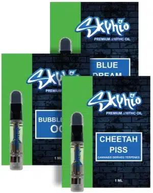 Delta 10 THC Vape Cartridge - Our Delta 10 THC vape cartridge has an unbeatable uplifting feel and contains a blend of Delta 10 and Delta 8 oil. It is derived from hemp, federally legal, and comes in a glass CCELL cartridge for the best possible performance and taste. Sativa/Indica/Hybrid and effects for each strain appear when selected from the drop downs below. “CDT” = Cannabis Derived Terpenes.
NOTE: These carts hold 1.25ml and are filled to a full 1ml. The extra space allows for less clogging and better performance.