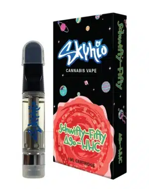 Schwifty Fifty Blend - Delta 9o : HHC - 1ml Vape Cartridge - It's time to get schwifty in here! Say hello to Skyhio's newest spin on your favorite cannabinoids, the Schwifty Fifty Blends. With a balanced blend of Delta 9o and HHC, this vape cartridge will leave you feeling out of this world.


 	Long lasting and highly potent
 	Potent, broad-spectrum 95% D9o & HHC oil + 5% terpenes
 	1ml ceramic core vape cartridge
 	Derived from USA-grown hemp
 	2018 Farm Bill Compliant: <0.3% Delta 9 THC

NOTE: These carts hold 1.25ml and are filled to a full 1ml. The extra space allows for less clogging and better performance.
